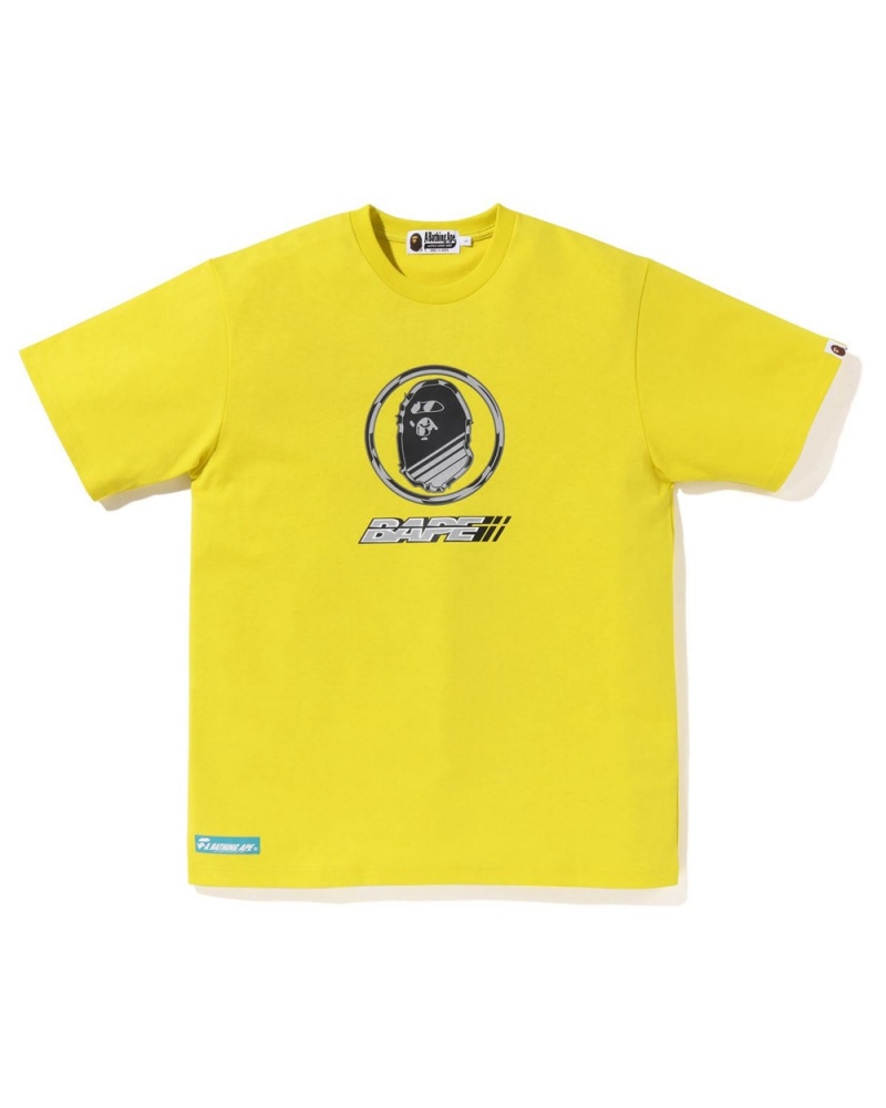 T Shirts Bape Logo Jaune Homme | HQR-88464073